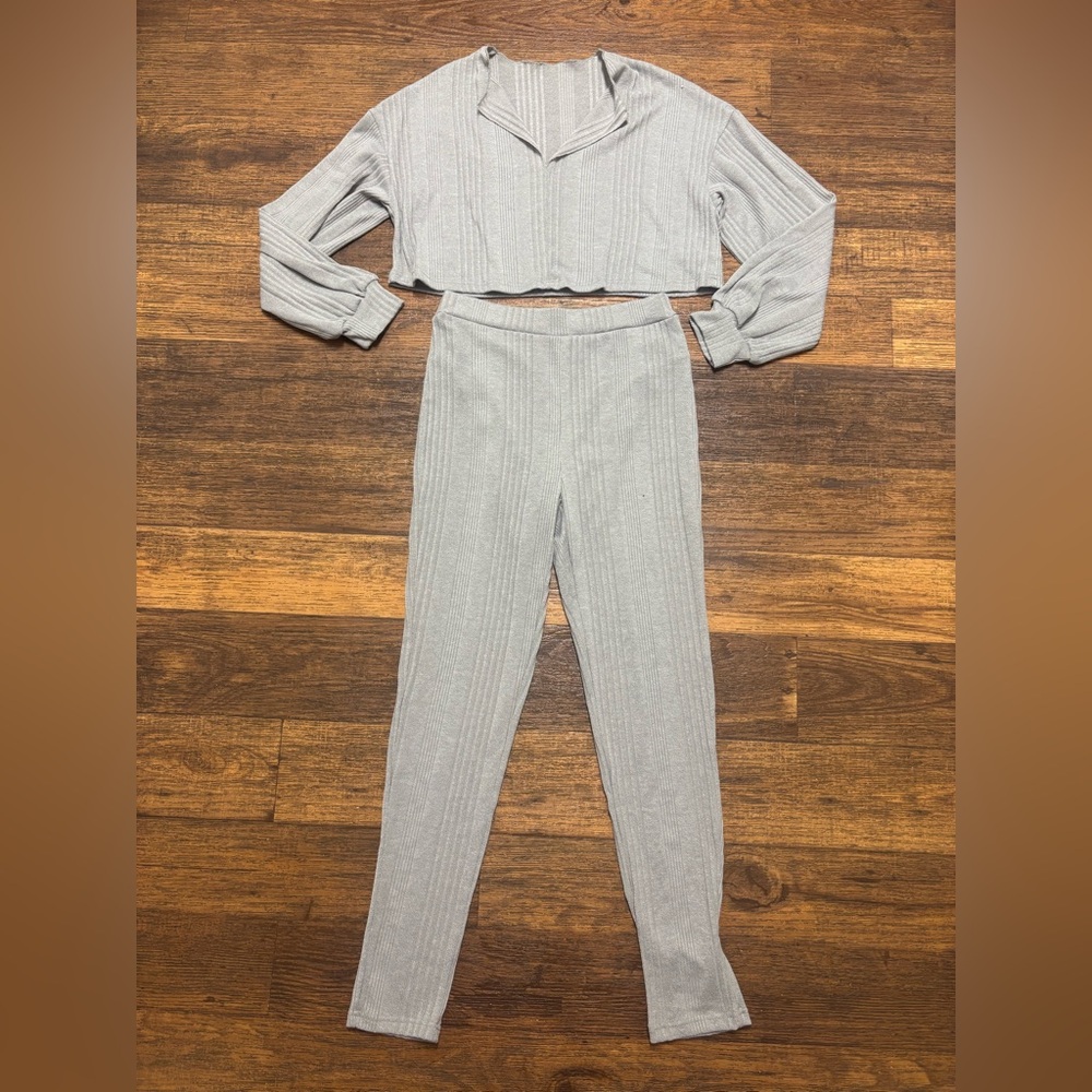 SHEIN Light Gray Knit loungewear set